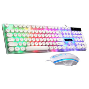 G21B USB Wired 104 Keys Keyboard & Mouse Set Rainbow-Color Backlight