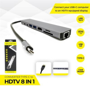 USB C Hub 8 in 1, USB C Adapter with 4K HDMI USB 3.0