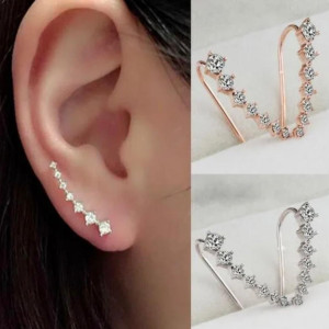 1 Pc’s 7 Crystals Ear Cuffs Vines Climbers Wrap Pierced Pins Hook Earrings